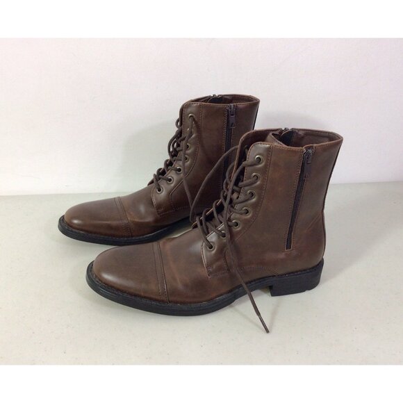 Unlisted by Kenneth Cole Brown Lace Up Zip Boots Mens 7.5 New - Picture 6 of 7